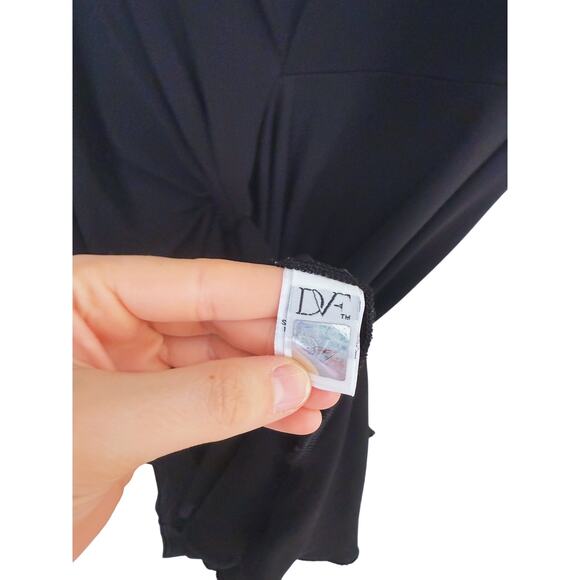 Diane Von Furstenberg Cowl Neck Tie Waist Dress Black 4 Cocktail Evening LBD - Picture 9 of 10